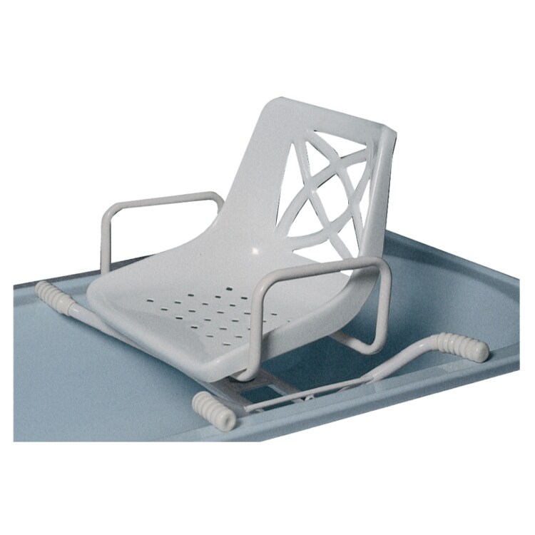 Width adjustable swivel shop bath seat